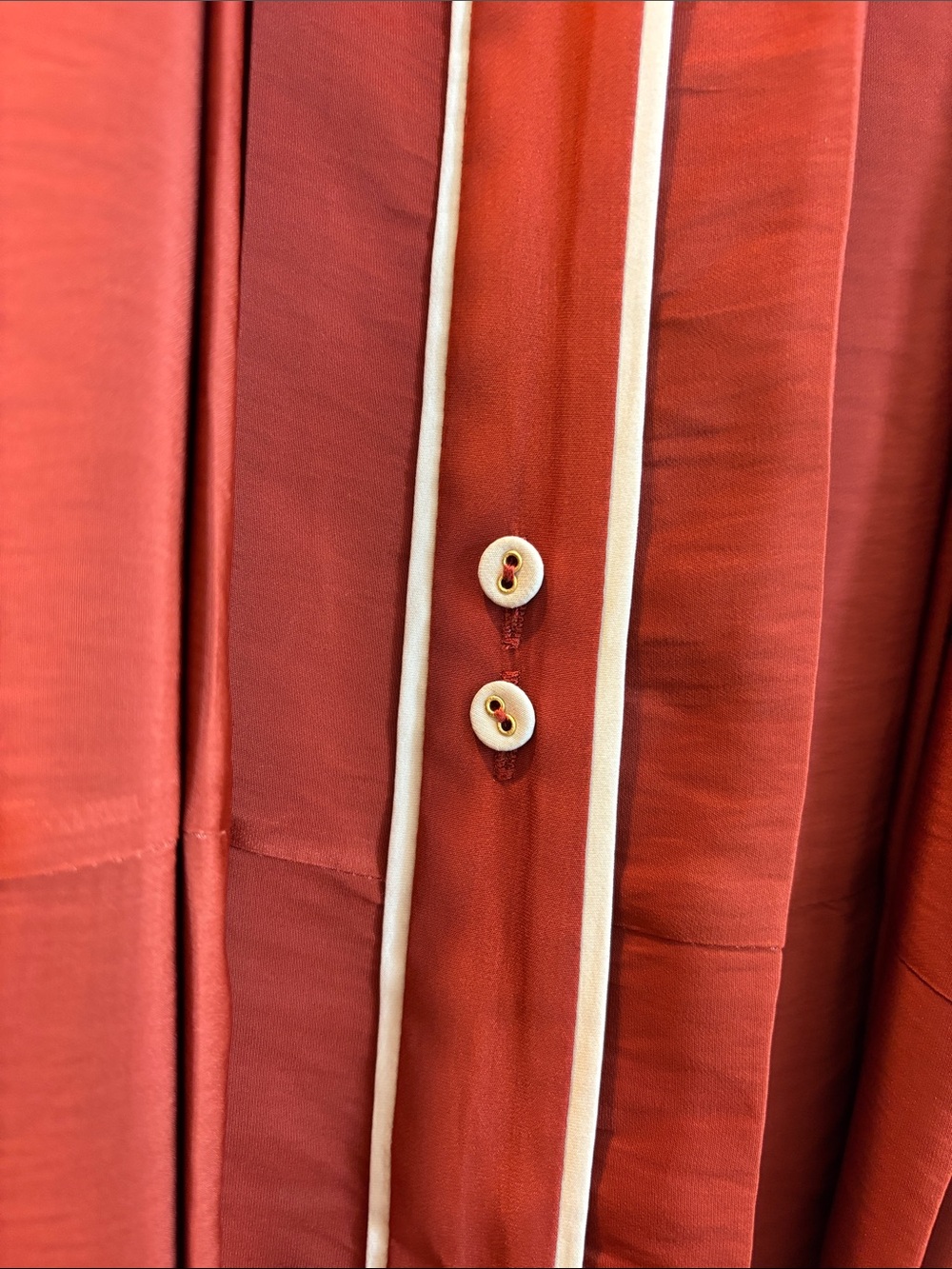 Ramy Brook Rust Midi Shirt Dress with Cream Trim - Picture 5 of 5